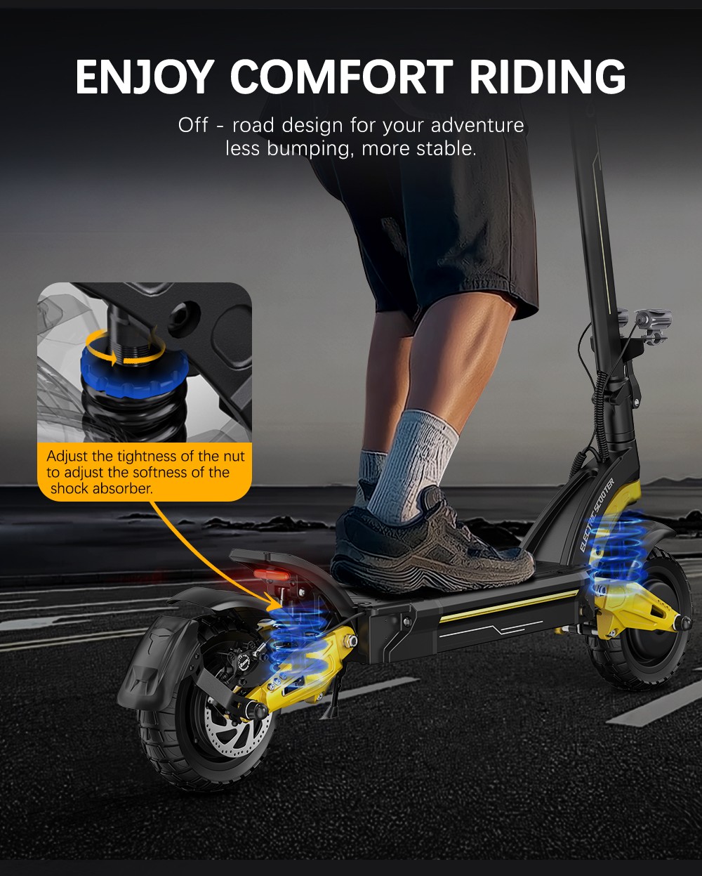 Trotineta electrica OOTD S30, motor 1200W x 2, baterie 52V 23.4Ah, cauciucuri de 10 inchi, viteza maxima 65km/h, raza de actiune 60km, frane hidraulice pe disc fata si spate, display LCD