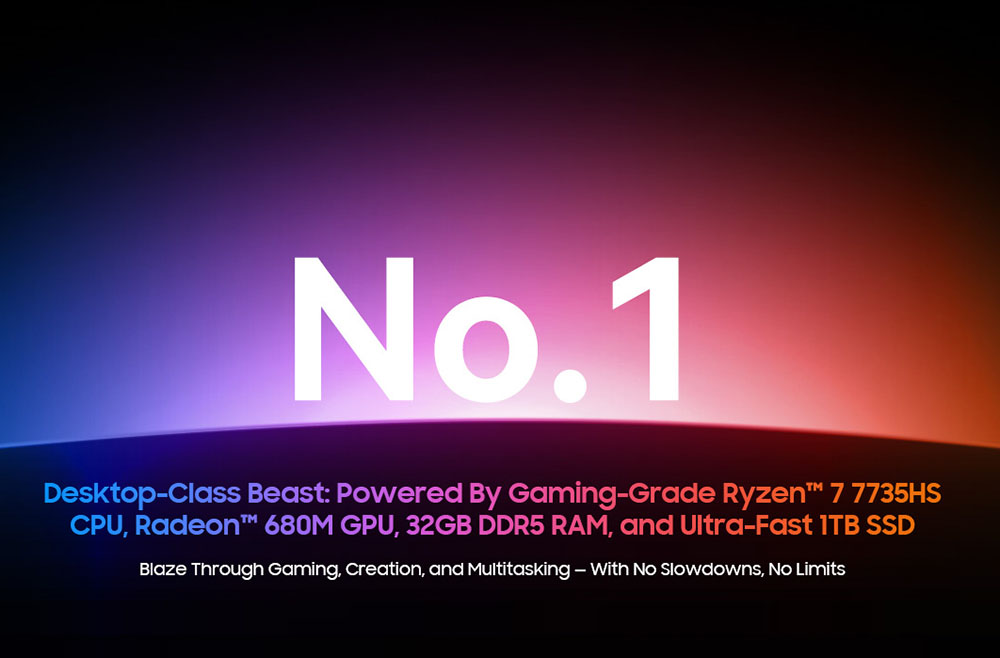 Blackview GamiBook 8 Laptop, 16 inch 1920*1200 screen, AMD Ryzen 7 7735HS, 16GB RAM 512GB SSD, WiFi 6, 57Wh battery, dual speakers, 2*Full Type-C, 2*USB3.2, 1*USB2.0, 1*HDMI, 1*for TF card slot, 1*audio jack