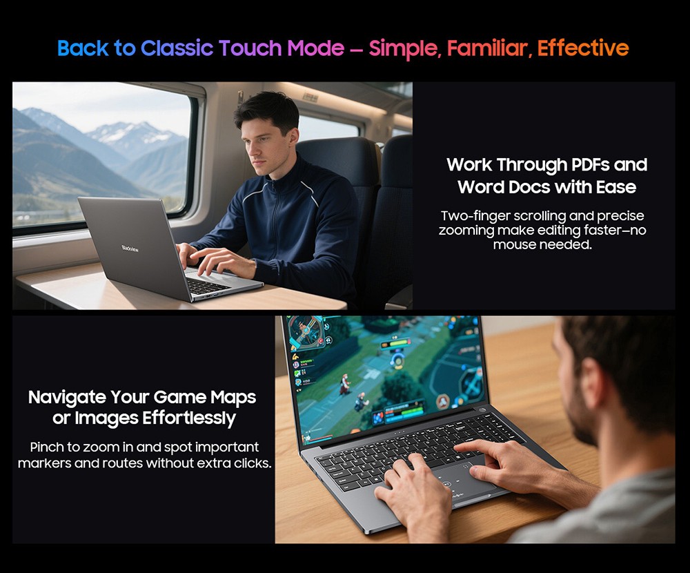 Blackview GamiBook 8 Laptop, 16 inch 1920*1200 screen, AMD Ryzen 7 7735HS, 16GB RAM 512GB SSD, WiFi 6, 57Wh battery, dual speakers, 2*Full Type-C, 2*USB3.2, 1*USB2.0, 1*HDMI, 1*for TF card slot, 1*audio jack