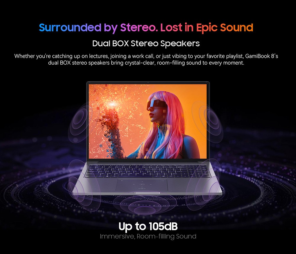 Blackview GamiBook 8 Laptop, 16 inch 1920*1200 screen, AMD Ryzen 7 7735HS, 16GB RAM 512GB SSD, WiFi 6, 57Wh battery, dual speakers, 2*Full Type-C, 2*USB3.2, 1*USB2.0, 1*HDMI, 1*for TF card slot, 1*audio jack