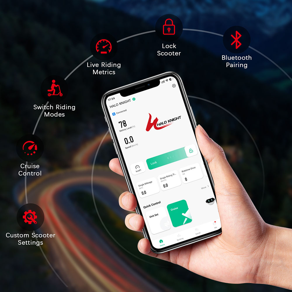 Halo Knight T107 Pro elskoter (2025 version), 3000 W x 2 motor, 60 V 38,4 Ah batteri, 11 tums däck, maxhastighet 95 km/h, räckvidd 80 km, dubbla hydrauliska bromsar, hydraulisk framfjädring och fjäderfjädring bak