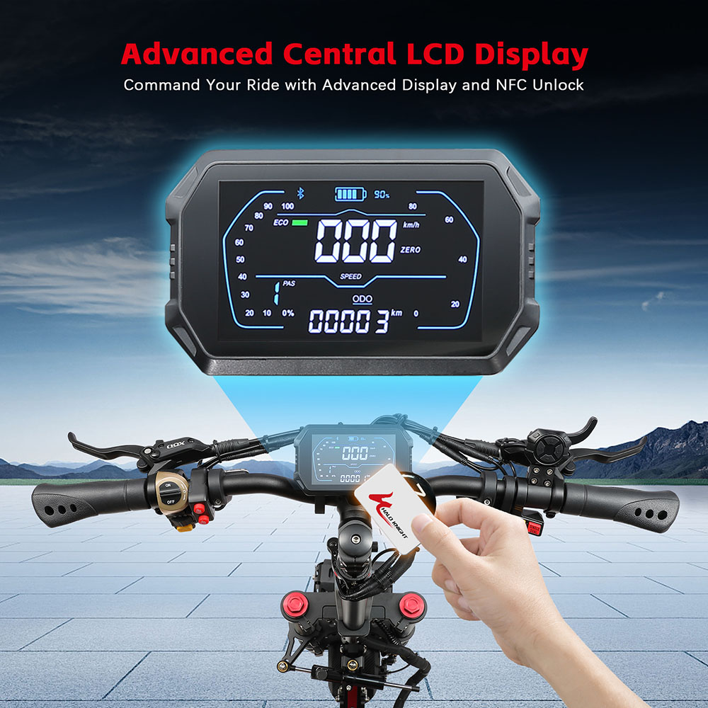 Halo Knight T107 Pro elskoter (2025 version), 3000 W x 2 motor, 60 V 38,4 Ah batteri, 11 tums däck, maxhastighet 95 km/h, räckvidd 80 km, dubbla hydrauliska bromsar, hydraulisk framfjädring och fjäderfjädring bak