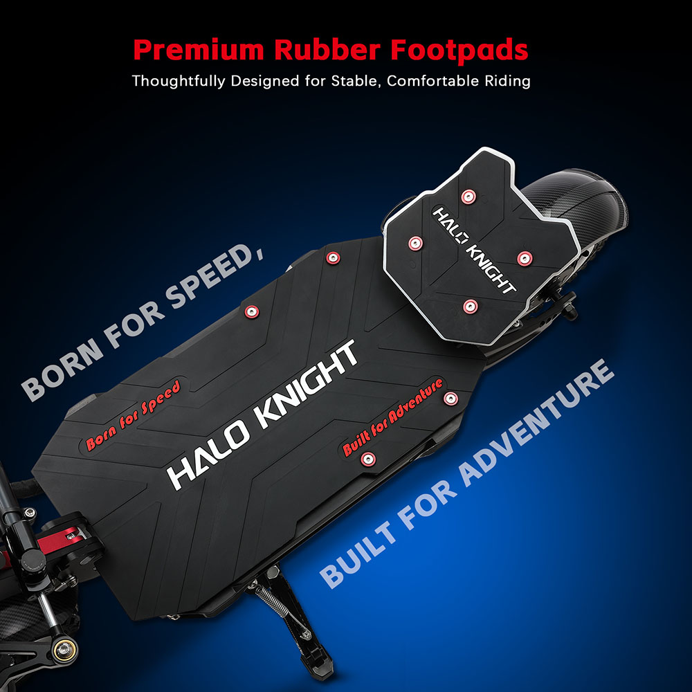 Halo Knight T107 Pro elskoter (2025 version), 3000 W x 2 motor, 60 V 38,4 Ah batteri, 11 tums däck, maxhastighet 95 km/h, räckvidd 80 km, dubbla hydrauliska bromsar, hydraulisk framfjädring och fjäderfjädring bak