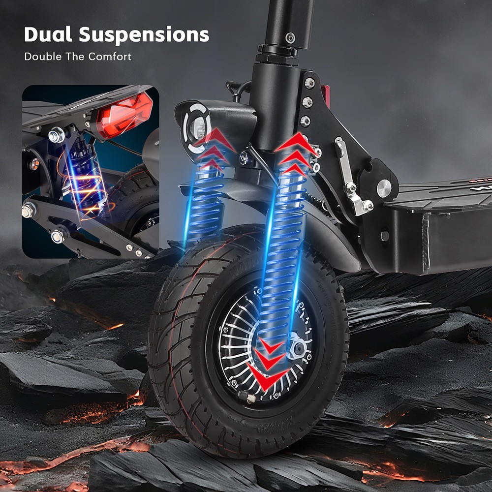 Halo Knight T104 electric scooter, 1200 W x 2 motor, 52 V 21 Ah battery, 10 inch tires, maximum speed 65 km/h, range 45 km, front and rear disc brakes, front and rear spring suspension, NFC unlocking