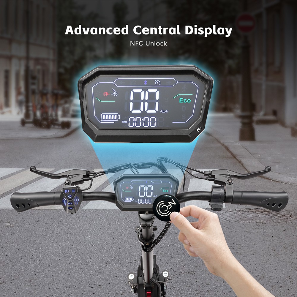 Halo Knight T104 electric scooter, 1200 W x 2 motor, 52 V 21 Ah battery, 10 inch tires, maximum speed 65 km/h, range 45 km, front and rear disc brakes, front and rear spring suspension, NFC unlocking