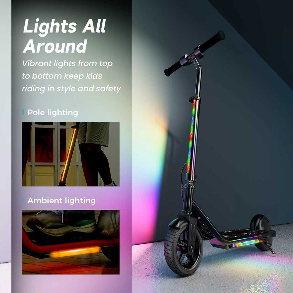 K2 Pro Electric Scooter for Kids, 150W Motor, 18V 2.6Ah Battery, Max Speed ​​15km/h, Hand and Foot Brakes, Magnetic Charging, LED Display - Black