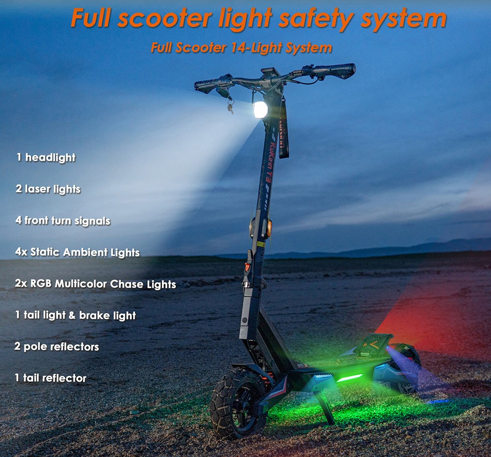 Patinete eléctrico KuKirin T3, motor de 800 W, batería de 48 V 15,6 Ah, neumáticos de 10 pulgadas, velocidad máxima 45 km/h, autonomía 58 km, frenos de disco delanteros y traseros, amortiguador de cuatro brazos