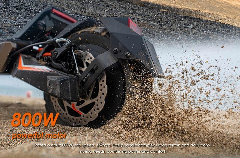 Patinete eléctrico KuKirin T3, motor de 800 W, batería de 48 V 15,6 Ah, neumáticos de 10 pulgadas, velocidad máxima 45 km/h, autonomía 58 km, frenos de disco delanteros y traseros, amortiguador de cuatro brazos