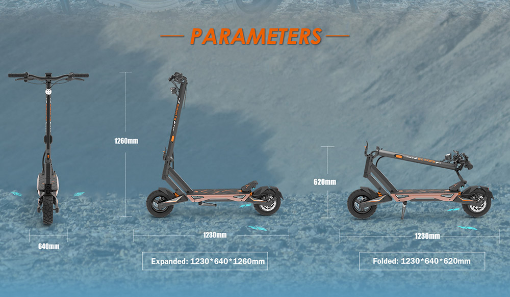 Patinete eléctrico KuKirin T3, motor de 800 W, batería de 48 V 15,6 Ah, neumáticos de 10 pulgadas, velocidad máxima 45 km/h, autonomía 58 km, frenos de disco delanteros y traseros, amortiguador de cuatro brazos