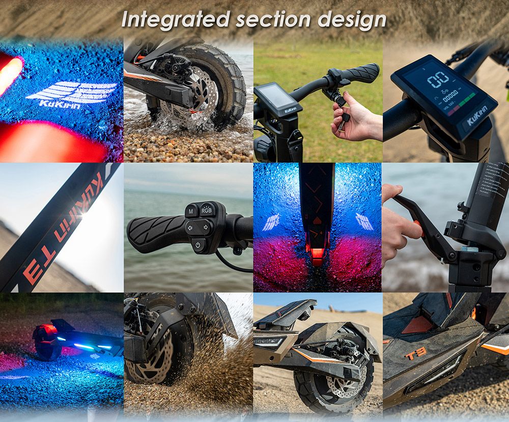 Patinete eléctrico KuKirin T3, motor de 800 W, batería de 48 V 15,6 Ah, neumáticos de 10 pulgadas, velocidad máxima 45 km/h, autonomía 58 km, frenos de disco delanteros y traseros, amortiguador de cuatro brazos