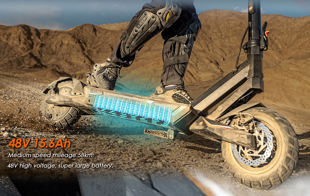 Patinete eléctrico KuKirin T3, motor de 800 W, batería de 48 V 15,6 Ah, neumáticos de 10 pulgadas, velocidad máxima 45 km/h, autonomía 58 km, frenos de disco delanteros y traseros, amortiguador de cuatro brazos