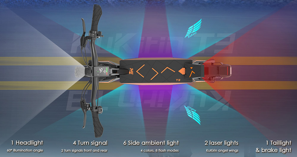 Patinete eléctrico KuKirin T3, motor de 800 W, batería de 48 V 15,6 Ah, neumáticos de 10 pulgadas, velocidad máxima 45 km/h, autonomía 58 km, frenos de disco delanteros y traseros, amortiguador de cuatro brazos