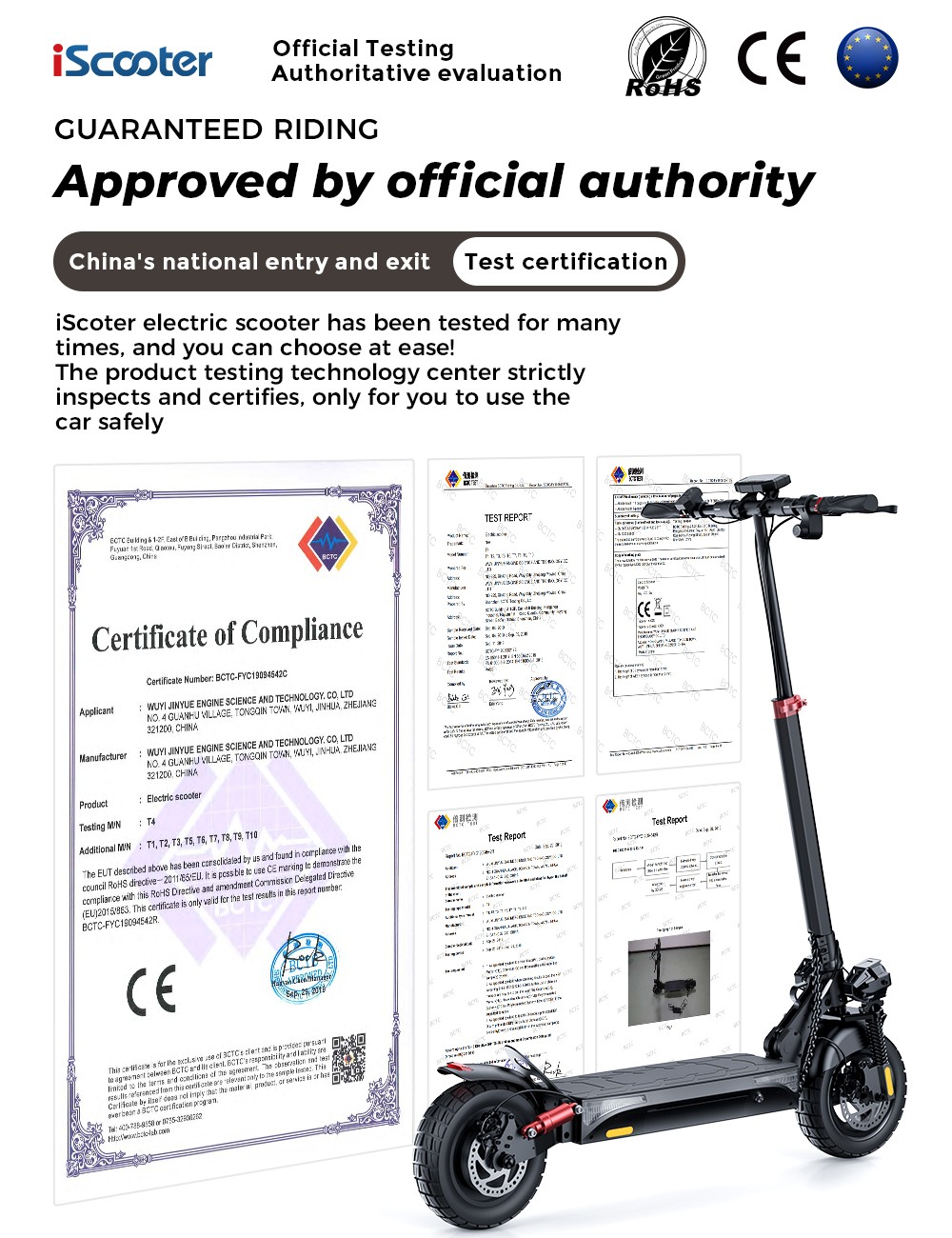 Monopattino elettrico iScooter iX4, 10 pollici, motore 800W, velocità massima 45km/h, batteria 48V 15Ah, autonomia fino a 40-45km, controllo app, spia carrozzeria
