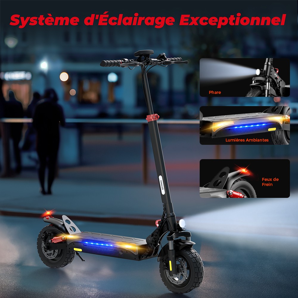 iScooter iX3 składana hulajnoga elektryczna, 10-calowe opony pneumatyczne, silnik 800 W, akumulator 10 Ah, maksymalna prędkość 40 km/h, maksymalny zasięg 40 km, regulowana wysokość kierownicy, kontrola aplikacji - czarna