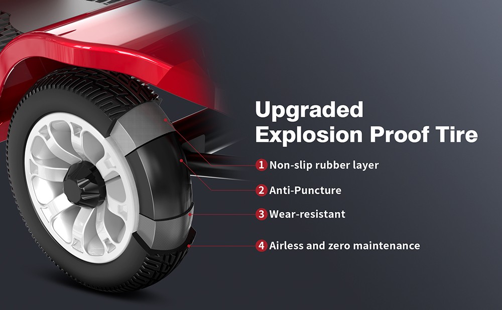 Hulajnoga czterokołowa Unificare Lucas Pro, silnik 180 W, akumulator 24 V 12 Ah, opony 8 cali, maksymalna prędkość 6 km/h, zasięg 20 km, hamulec magnetyczny, maksymalne obciążenie 190 kg - czerwona