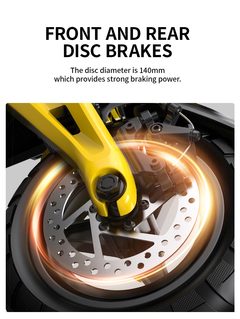 Składana hulajnoga elektryczna OOTD S10, 10-calowe opony, silnik 1400 W, maksymalna prędkość 25 km/h, akumulator 48 V 20 Ah, zasięg od 60 do 70 km, maksymalne obciążenie 120 kg, hamulec tarczowy, amortyzacja, IPX4, APP - żółty