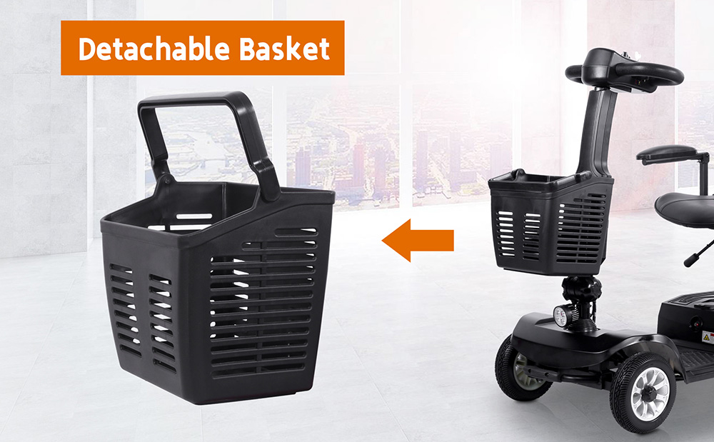 Unificare Lucas Pro Four Wheel Scooter, 180W Motor, 24V 12Ah Battery, 8 Inch Tires, 6km/h Max Speed, 20km Range, Magnetic Brake, 190kg Max Load - Black