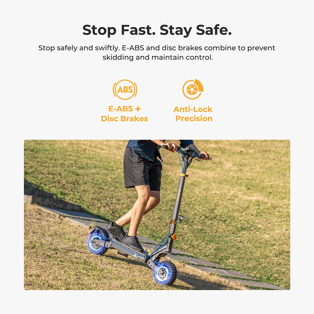 Ausom L1 electric scooter, 500 W motor, 48 V 15.6 Ah battery, 10 inch tires, maximum speed 20 km/h, range 70 km, disc brakes, swing arm suspension, NFC unlocking and passcode