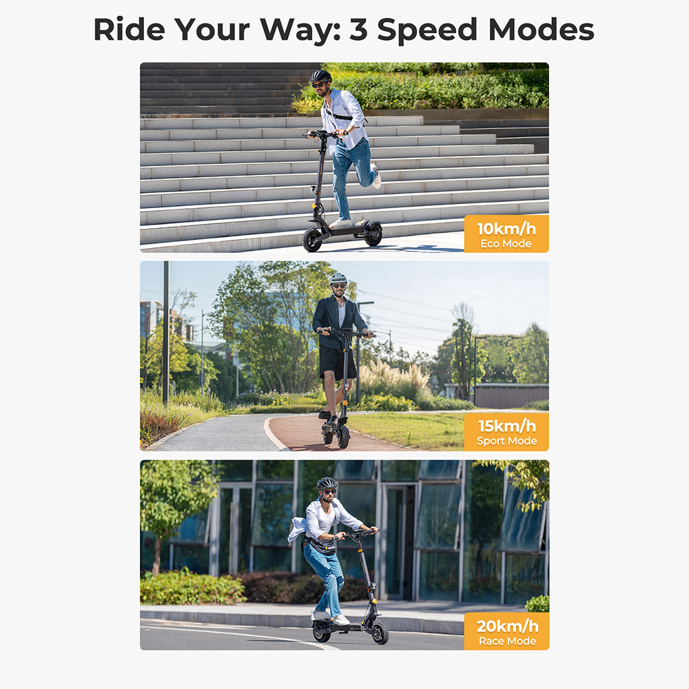 Ausom L1 electric scooter, 500 W motor, 48 V 15.6 Ah battery, 10 inch tires, maximum speed 20 km/h, range 70 km, disc brakes, swing arm suspension, NFC unlocking and passcode