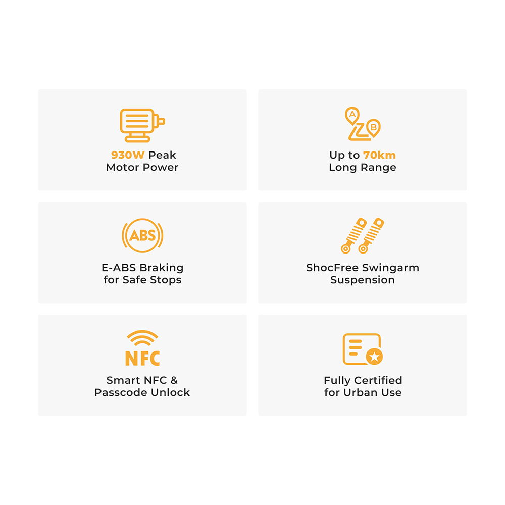 Ausom L1 electric scooter, 500 W motor, 48 V 15.6 Ah battery, 10 inch tires, maximum speed 20 km/h, range 70 km, disc brakes, swing arm suspension, NFC unlocking and passcode