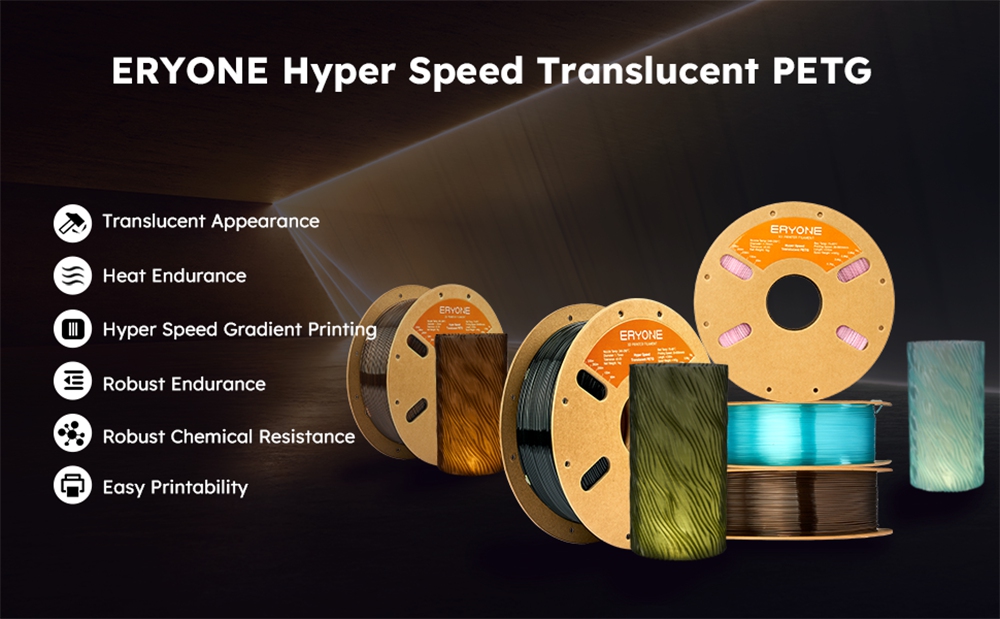 ERYONE höghastighetsgenomskinlig PETG filament, 1 kg - Himmelsblå
