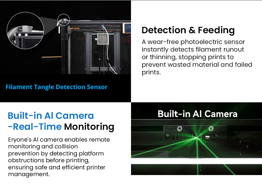 3D tiskárna ERYONE ThinkerX400 FDM, přesnost tisku 0,1–0,3 mm, vysoká rychlost 500 mm/s, automatické vyrovnávání 25bodové mřížky – zástrčka EU