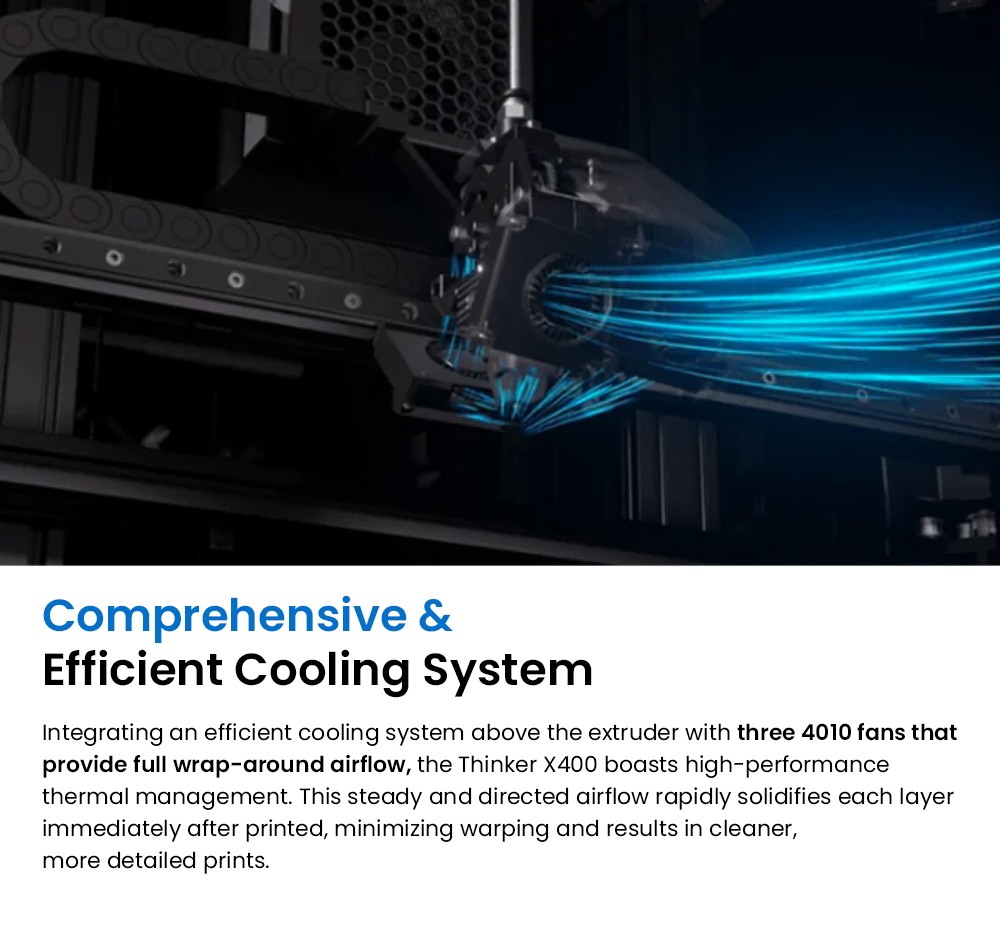 3D tiskárna ERYONE ThinkerX400 FDM, přesnost tisku 0,1–0,3 mm, vysoká rychlost 500 mm/s, automatické vyrovnávání 25bodové mřížky – zástrčka EU