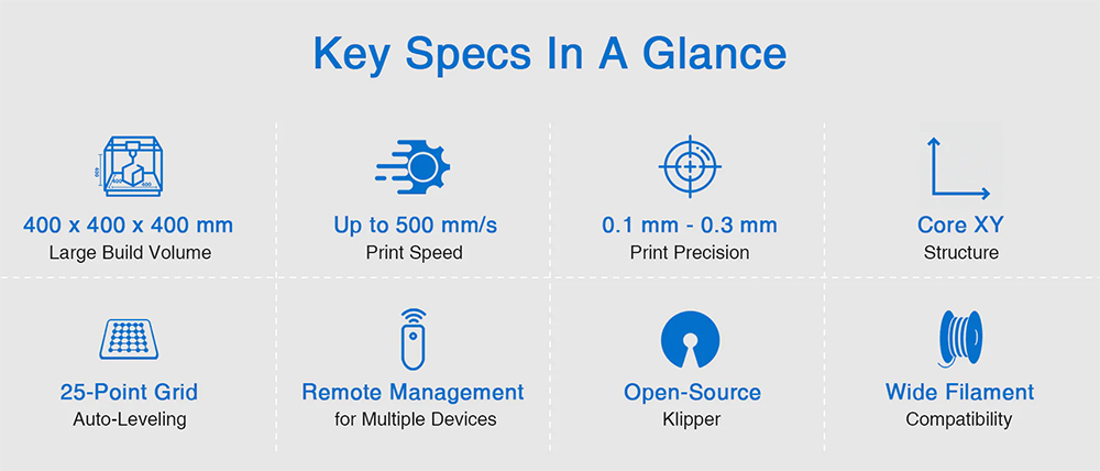 3D tiskárna ERYONE ThinkerX400 FDM, přesnost tisku 0,1–0,3 mm, vysoká rychlost 500 mm/s, automatické vyrovnávání 25bodové mřížky – zástrčka EU