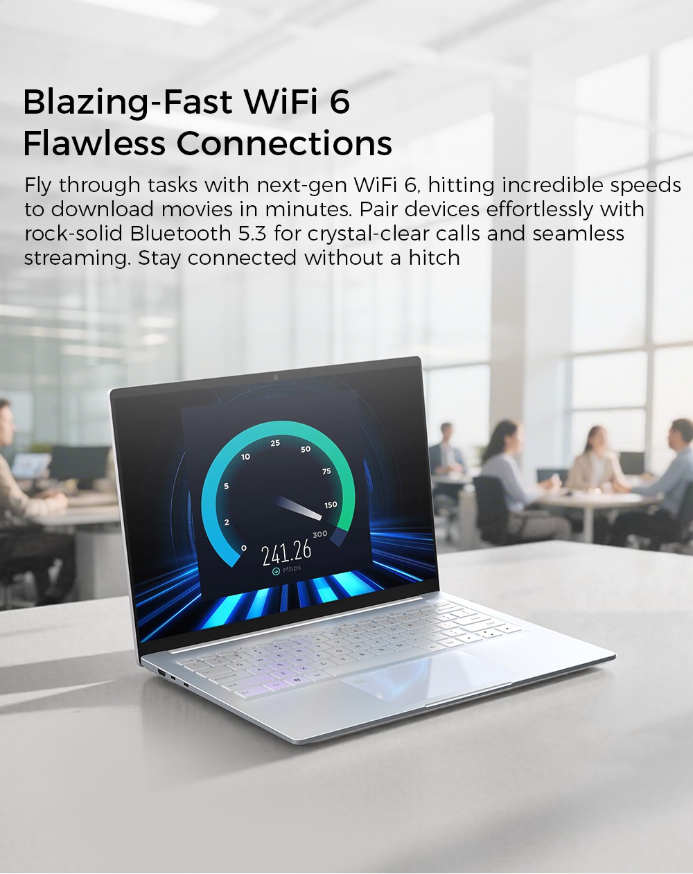 Ordinateur portable Ninkear S14, écran 14 pouces 2240 x 1400, processeur AMD Ryzen 7535HS 6 cœurs cadencé à 4,55 GHz maximum, RAM LPDDR5 16 Go, SSD 1 To, Wi-Fi 6, Bluetooth 5.3, batterie 5195 mAh, 2 ports Type-C (fonctionnalités complètes), 1 port Type-C (données uniquement), 1 port USB 3.0, 1 port HDMI, 1 port LAN 1G, 1 port audio 3,5 mm