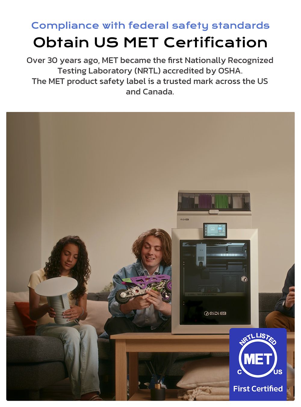 QIDI TECH Q2 3D-printer, høj hastighed 600 mm/s, varmehoved 370°C, lukket kammer 65°C, automatisk nivellering, AI-kamera, stor byggevolumen 270×270×256 mm, kompatibel med PLA/ABS/PETG/TPU og avancerede materialer