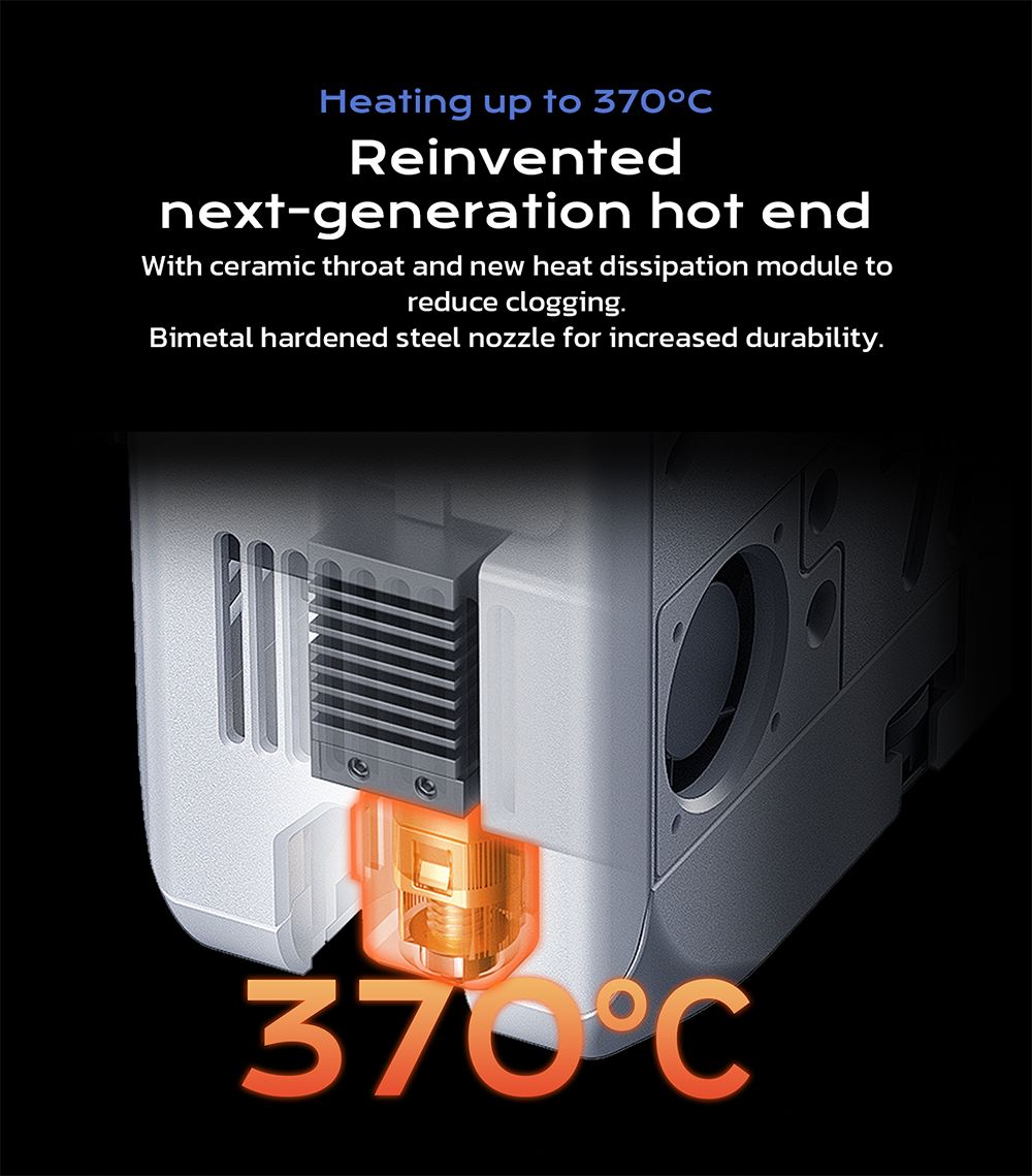 QIDI TECH Q2 3D-printer, høj hastighed 600 mm/s, varmehoved 370°C, lukket kammer 65°C, automatisk nivellering, AI-kamera, stor byggevolumen 270×270×256 mm, kompatibel med PLA/ABS/PETG/TPU og avancerede materialer