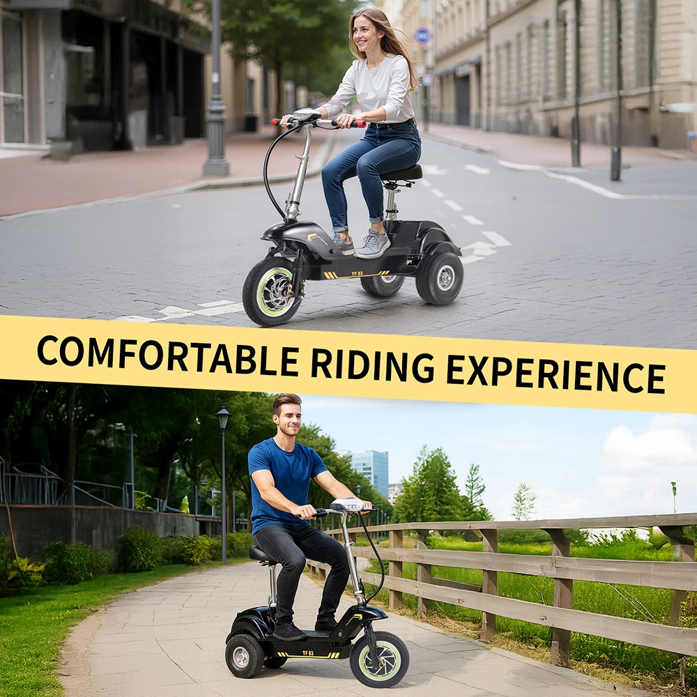 Scooter elettrico TWOFISH TF03 con sedile rimovibile, motore da 350 W, batteria da 48 V 15 Ah, pneumatici anteriori da 12" e posteriori da 10", velocità massima 30 km/h, autonomia 30 km, freni a disco, ammortizzatore anteriore