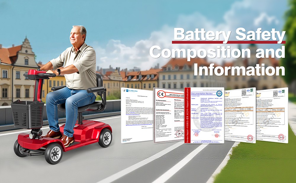 Hulajnoga czterokołowa Unificare Lucas Pro, silnik 180 W, akumulator 24 V 12 Ah, opony 8 cali, maksymalna prędkość 6 km/h, zasięg 20 km, hamulec magnetyczny, maksymalne obciążenie 190 kg - czerwona