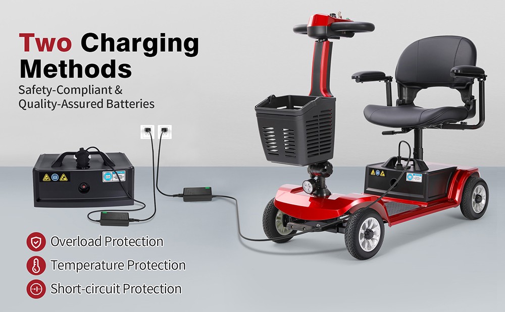 Hulajnoga czterokołowa Unificare Unagi, silnik 250 W, akumulator 24 V 12 Ah, opony 8 cali, maksymalna prędkość 6 km/h, zasięg 20 km, hamulec magnetyczny, maksymalne obciążenie 190 kg - czerwona