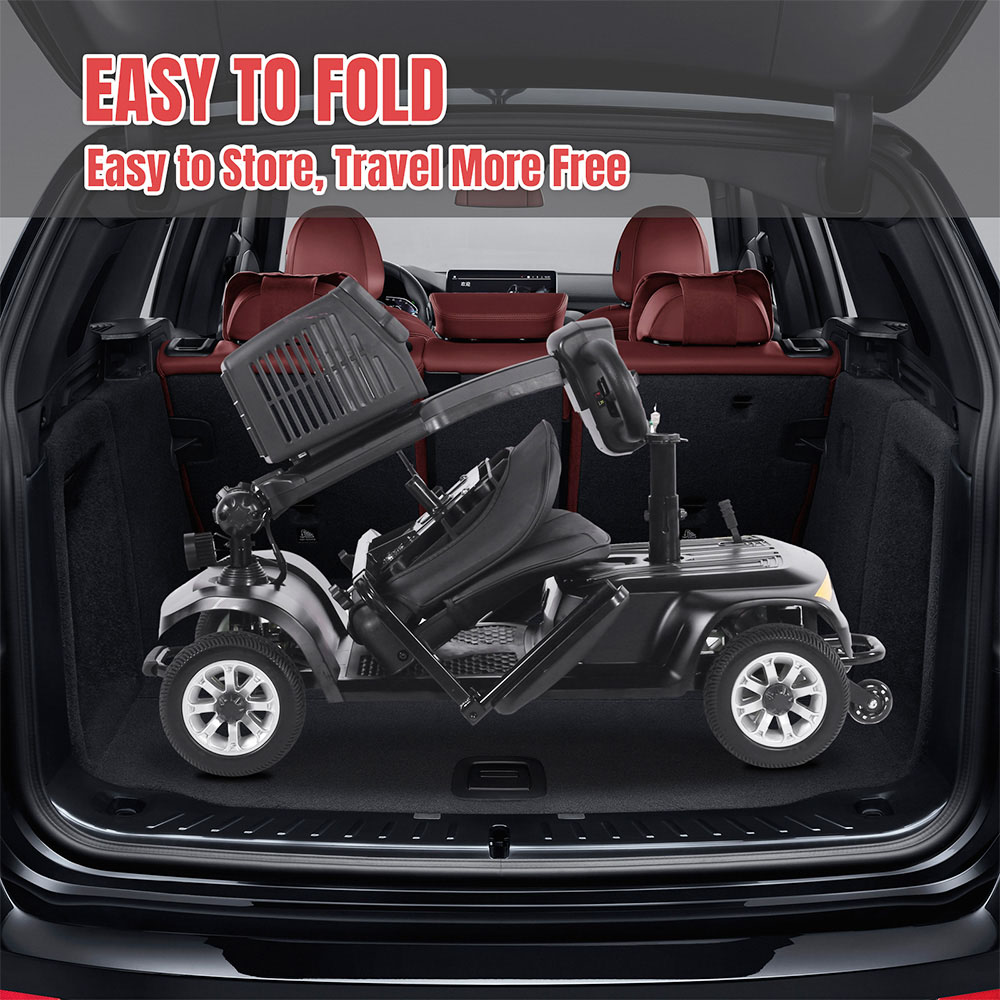 Unificare Lucas Pro Four Wheel Scooter, 180W Motor, 24V 12Ah Battery, 8 Inch Tires, 6km/h Max Speed, 20km Range, Magnetic Brake, 190kg Max Load - Black