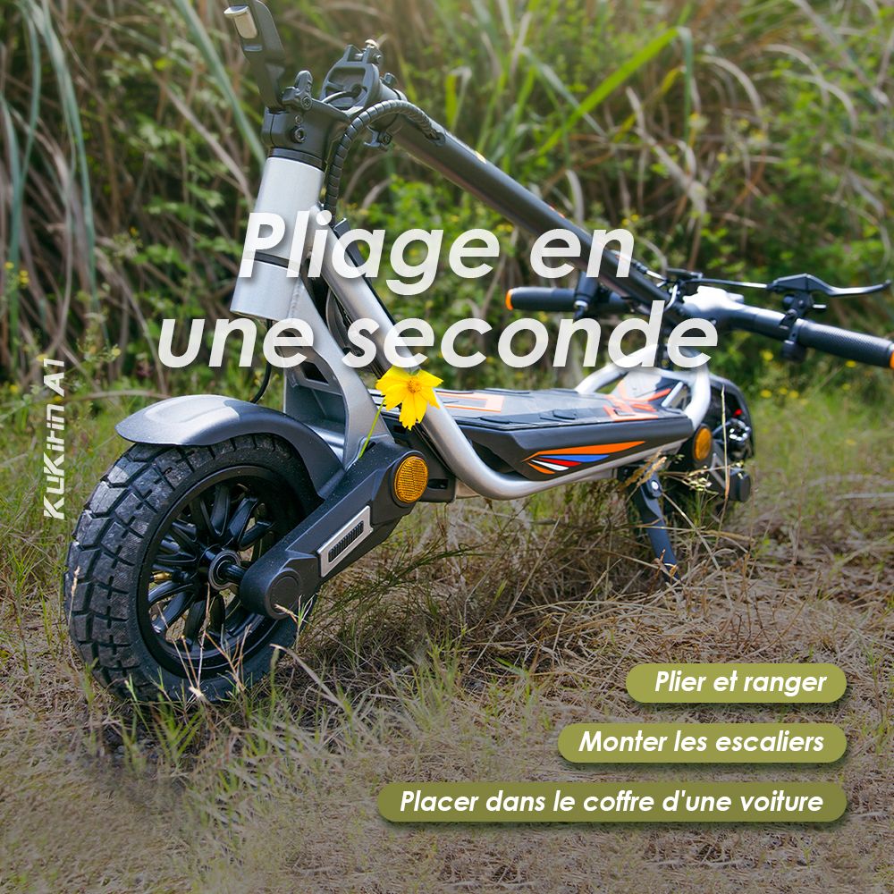 Πτυσσόμενο ηλεκτρικό σκούτερ Kukirin A1, κινητήρας 800W, μπαταρία 48V 13Ah, Ελαστικό κενού 10 ιντσών, μέγιστη ταχύτητα 45km/h, αυτονομία 45km, μπροστινά και πίσω δισκόφρενα, εμπρός και πίσω αμορτισέρ