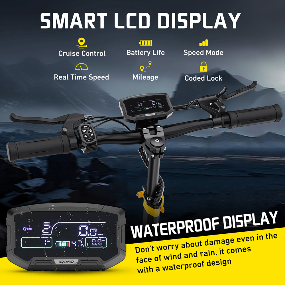Skuter elektryczny iENYRID ES1, silnik 250 W x 2, akumulator 48 V 20,8 Ah, 10-calowe opony terenowe, prędkość maksymalna 25 km/h, zasięg 60 km, podwójne hamulce tarczowe, przednie i tylne hydrauliczne zawieszenie sprężynowe, tempomat