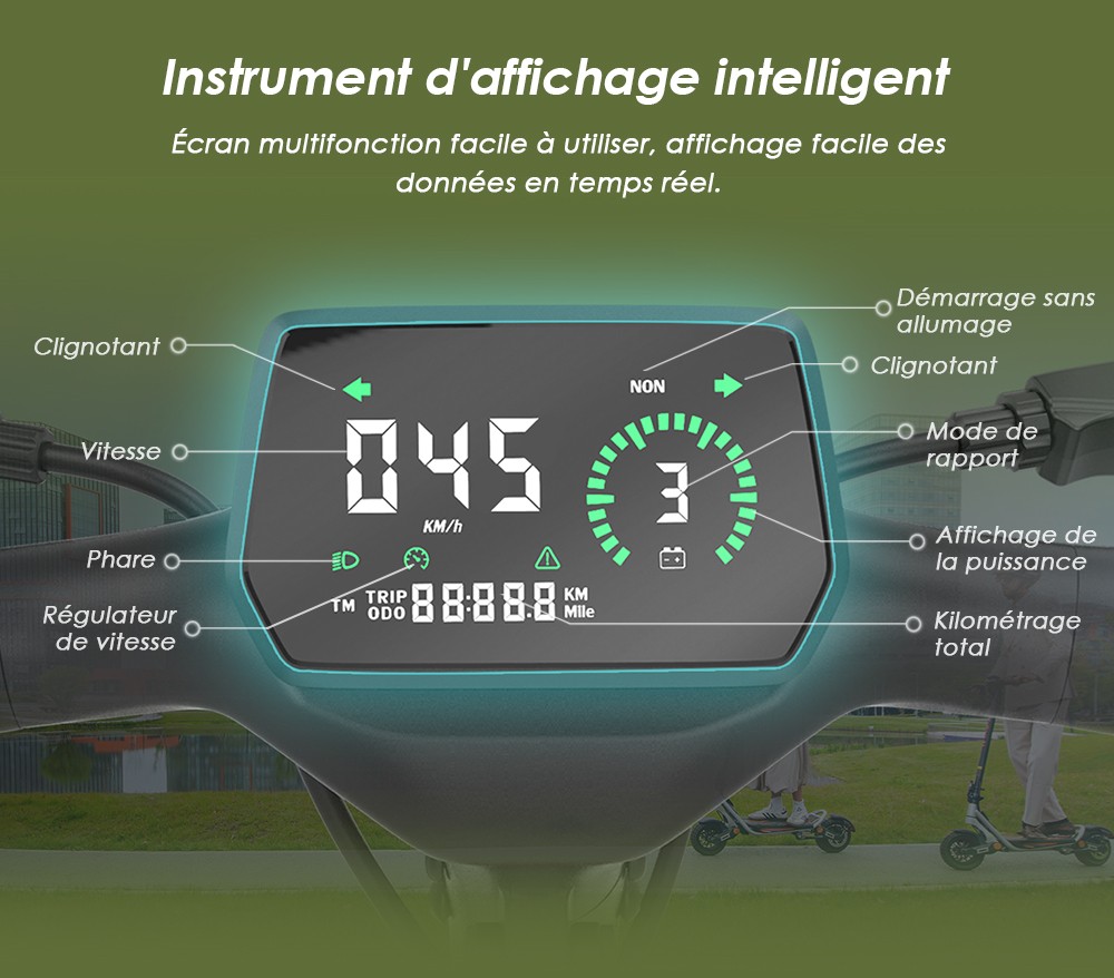 Πτυσσόμενο ηλεκτρικό σκούτερ Kukirin A1, κινητήρας 800W, μπαταρία 48V 13Ah, Ελαστικό κενού 10 ιντσών, μέγιστη ταχύτητα 45km/h, αυτονομία 45km, μπροστινά και πίσω δισκόφρενα, εμπρός και πίσω αμορτισέρ