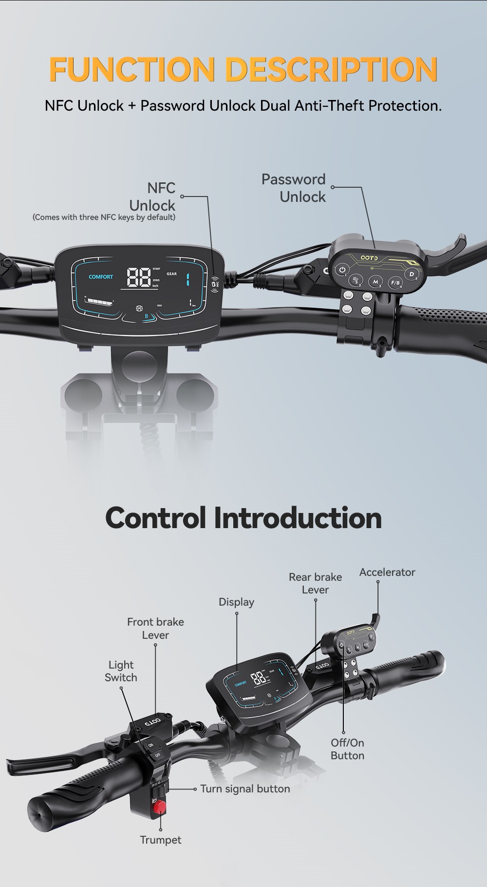 Patinete eléctrico OOTD T90, motor de 2100 W x 2, batería de 60 V 31,2 Ah, neumáticos de 13 pulgadas, velocidad máxima de 85 km/h, alcance de 100 km, frenos de disco hidráulicos, suspensión hidráulica doble delantera y suspensión trasera de doble resorte