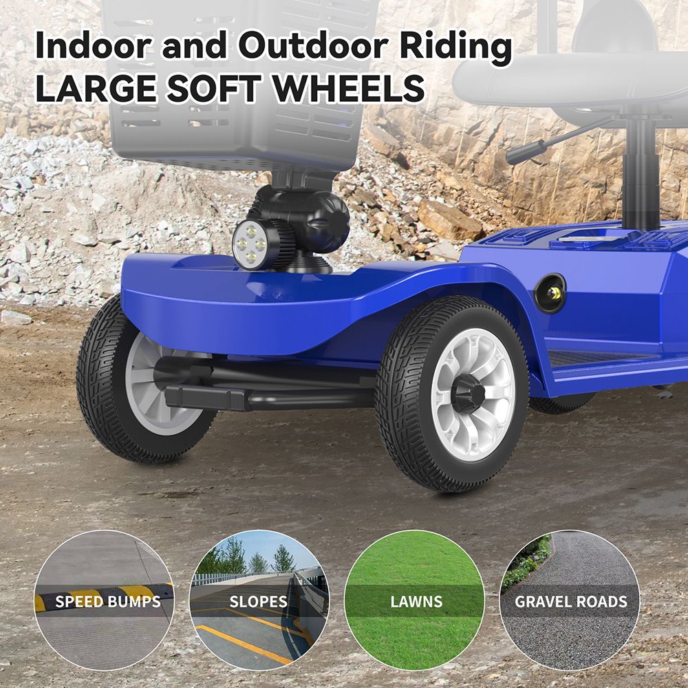 Unificare Lucas Pro scooter, 180 W motor, 24 V 12 Ah batteri, 8 tommer dæk, maksimal hastighed 6 km/t, rækkevidde 20 km, magnetbremse, maksimal belastning 190 kg - Blå