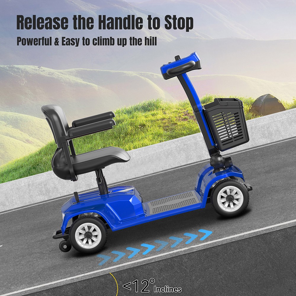 Unificare Lucas Pro scooter, 180 W motor, 24 V 12 Ah batteri, 8 tommer dæk, maksimal hastighed 6 km/t, rækkevidde 20 km, magnetbremse, maksimal belastning 190 kg - Blå