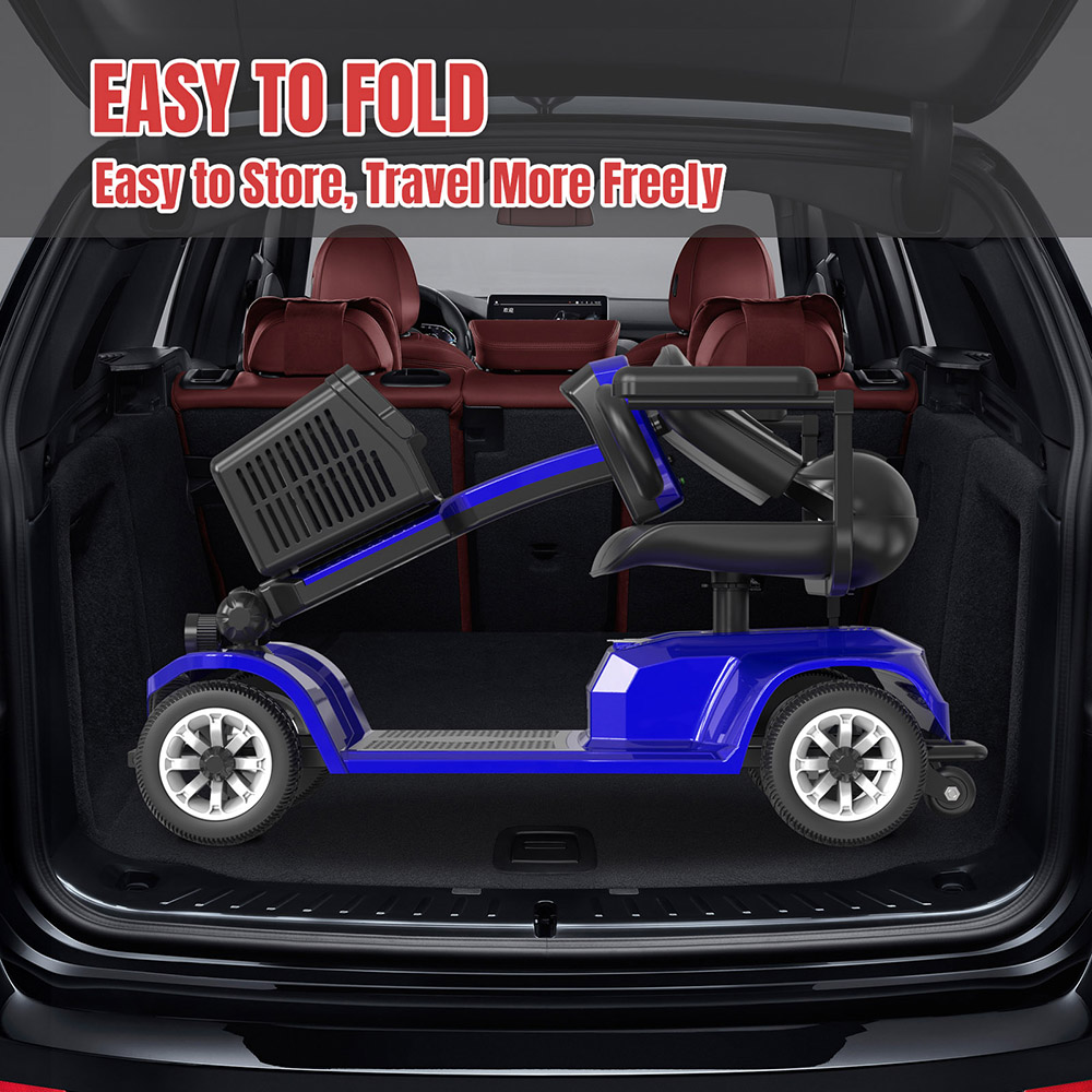 Unificare Lucas Pro scooter, 180 W motor, 24 V 12 Ah batteri, 8 tommer dæk, maksimal hastighed 6 km/t, rækkevidde 20 km, magnetbremse, maksimal belastning 190 kg - Blå