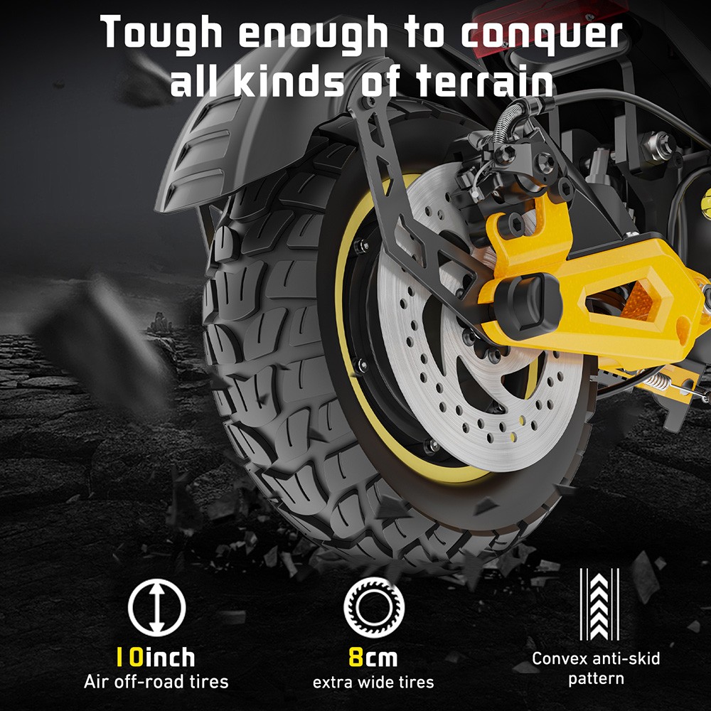 Skuter elektryczny iENYRID ES1, silnik 250 W x 2, akumulator 48 V 20,8 Ah, 10-calowe opony terenowe, prędkość maksymalna 25 km/h, zasięg 60 km, podwójne hamulce tarczowe, przednie i tylne hydrauliczne zawieszenie sprężynowe, tempomat