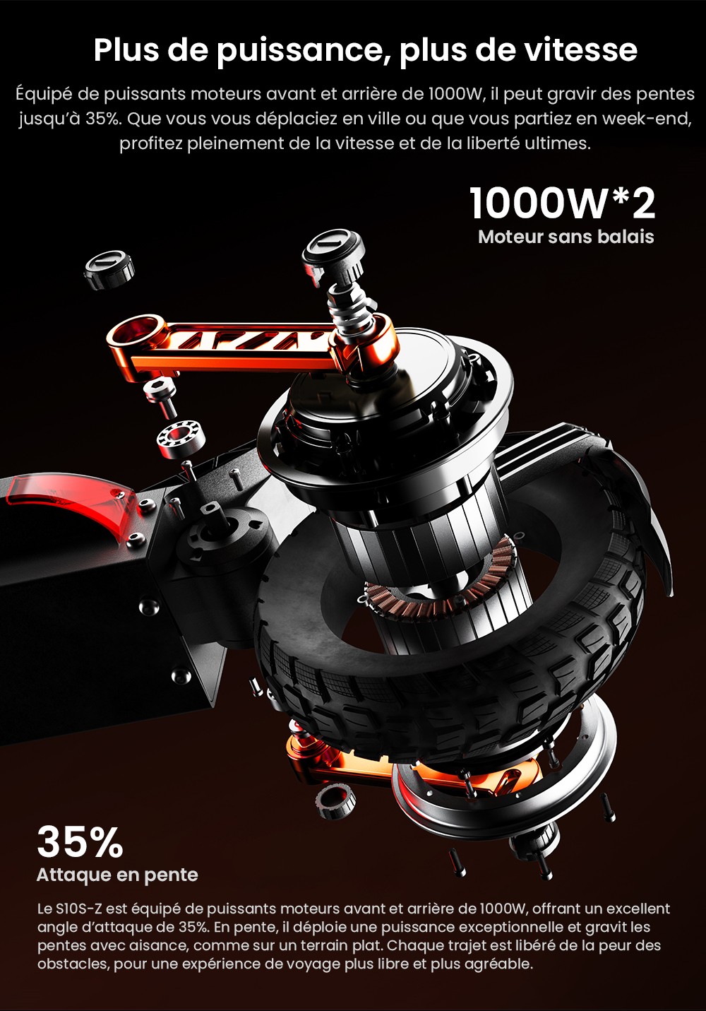 Joyor S10-S-Z elektrisk skoter, 10 tum terrängdäck, 60V 18Ah batteri, 1000W*2 Dubbelmotor, 70-85KM Räckvidd, 120KG belastning, Dubbla hydrauliska skivbromsar, Stötdämpare, Blinkers-Svart -Svart