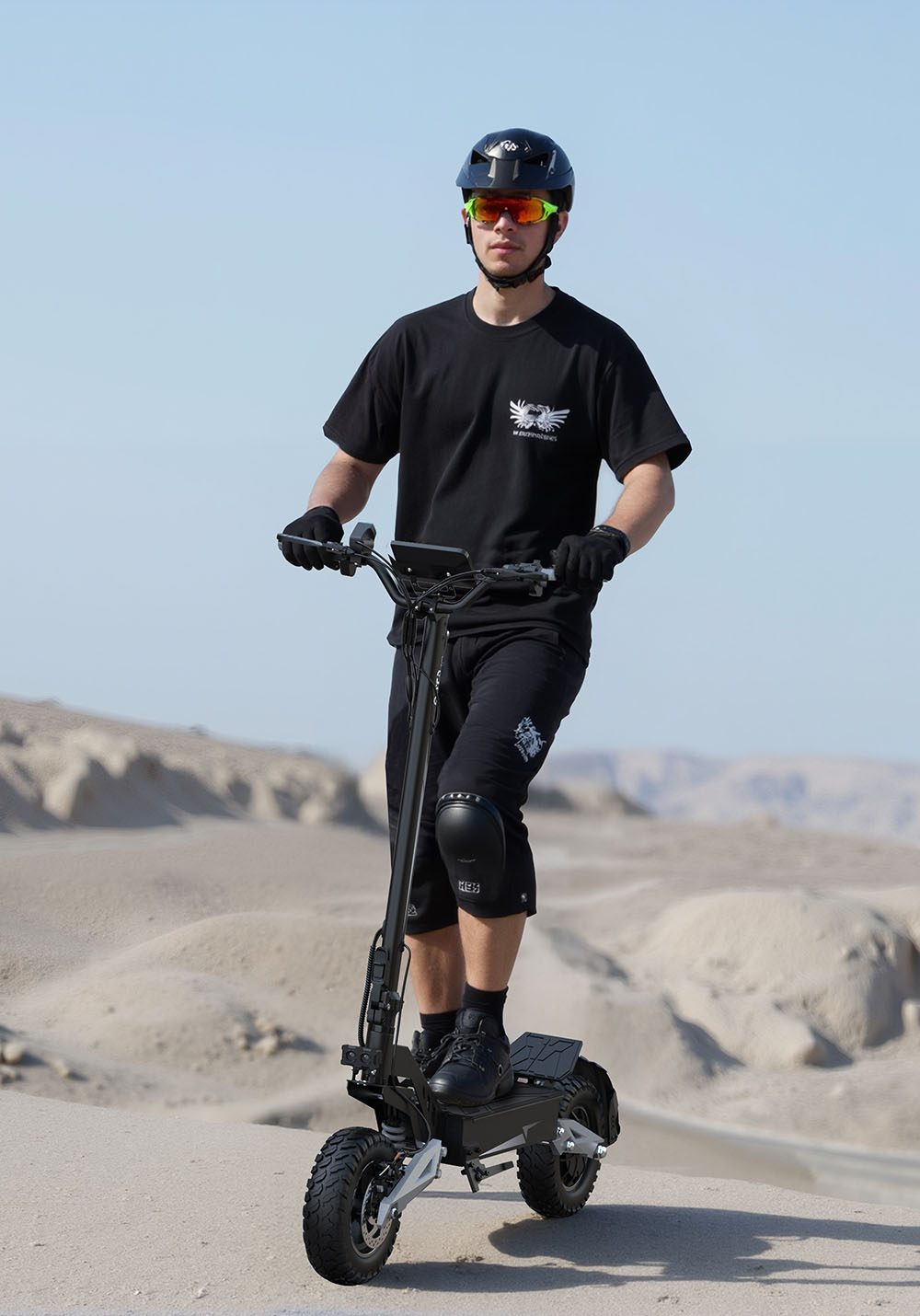 OOTD Scooter eléctrico T10, motor de 500 W, batería de 48 V 13,5 Ah, neumáticos de 11 pulgadas, velocidad máxima de 50 km/h, alcance de 45 km, frenos de disco delanteros y traseros, amortiguadores de resorte delanteros y traseros