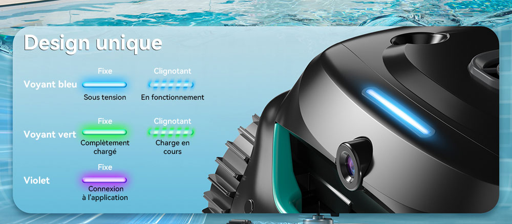Aspirateur robot de piscine sans fil WYBOT C7 Vision, détection de débris avec caméra AI, nettoyage principal 1 en 8, filtration à deux couches, moteurs sans balais pour une aspiration puissante, pour piscines jusqu'à 8059 pieds carrés, noir vert