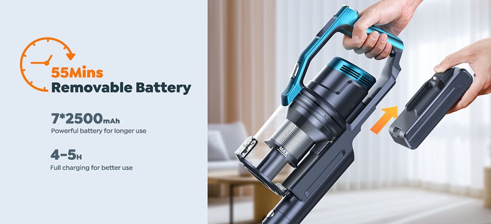 Buture VC60 akumulátorový vysavač, 450 W, 38 kPa Výkonné sání, 55 minut chodu, Čištění podlah, koberců, auta