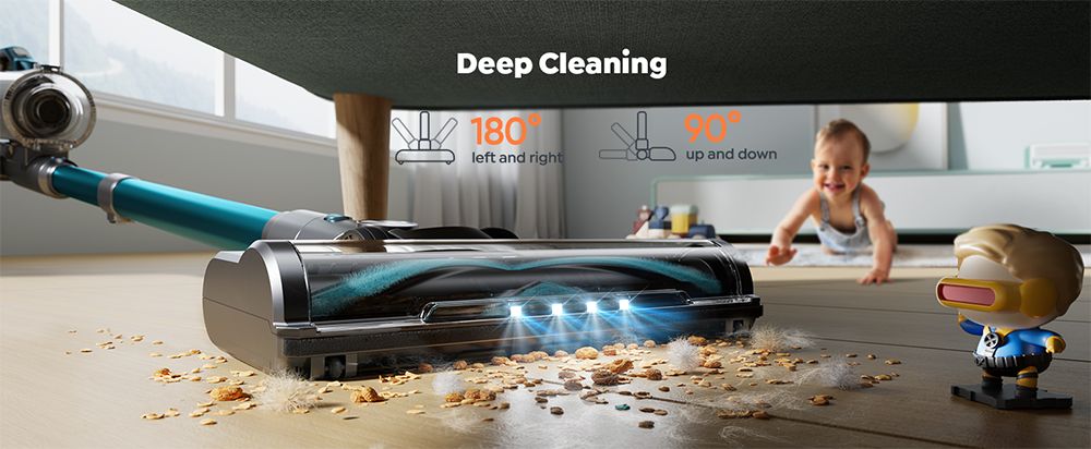 Buture VC60 akumulátorový vysavač, 450 W, 38 kPa Výkonné sání, 55 minut chodu, Čištění podlah, koberců, auta