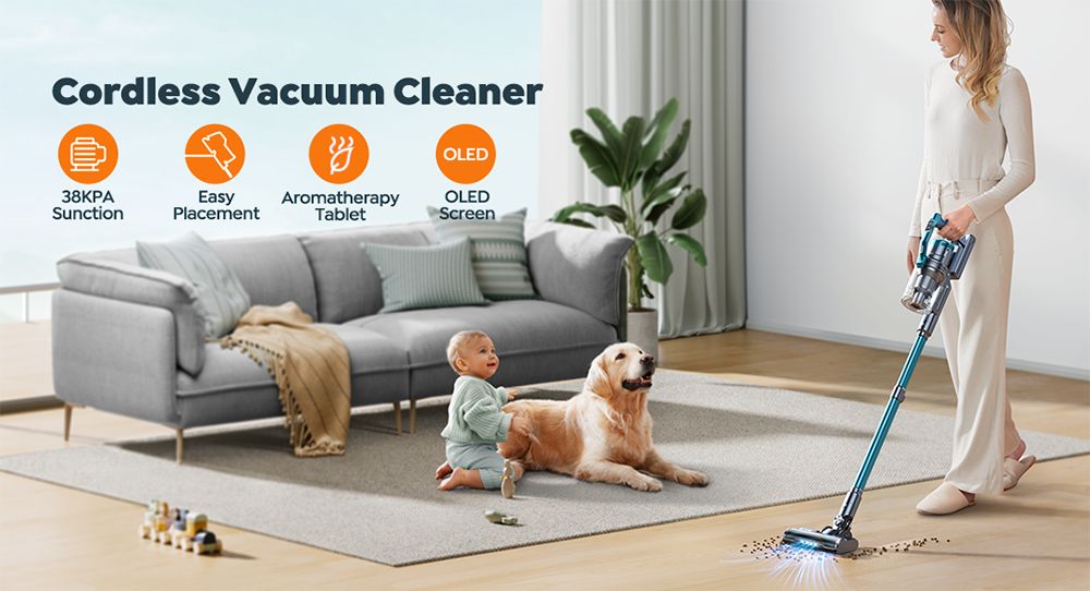 Buture VC60 akumulátorový vysavač, 450 W, 38 kPa Výkonné sání, 55 minut chodu, Čištění podlah, koberců, auta