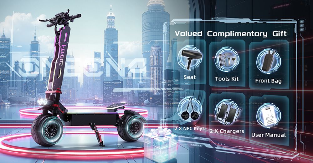 FENGQS Patinete Eléctrico GT9, Motor 3500 W x 2, Batería 60 V 38 Ah, Neumáticos 12 Pulgadas, Velocidad máxima 80 km/h, Autonomía 96 km, Frenos de Disco, Doble suspensión, Pantalla Inteligente